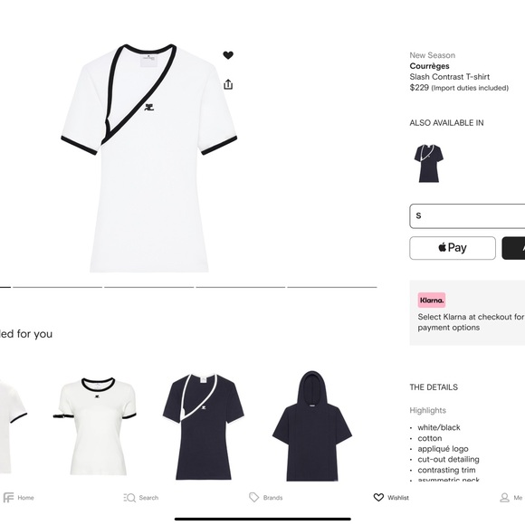 $300 Courreges Slash tee white cotton, XS - Picture 2 of 5